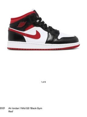 Nike Air Jordan 1 Mid GS Black Gym Red DJ4695-122 Sz. 6Y